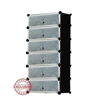 AIUEO Rak Sepatu 6 Pintu - Hitam