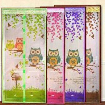 ASB Tirai pintu magnet anti nyamuk motif OWL - PINK - 2