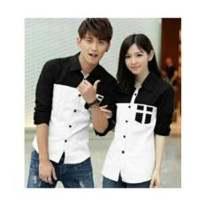 baju pasangan kemeja couple cp avery PUTIH : hem pria wanita pakaian