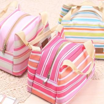 Detail Gambar Produk Fancy Lunch Bag / Cooler Bag / Tas Bekal Makanan Motif Salur Terbaru