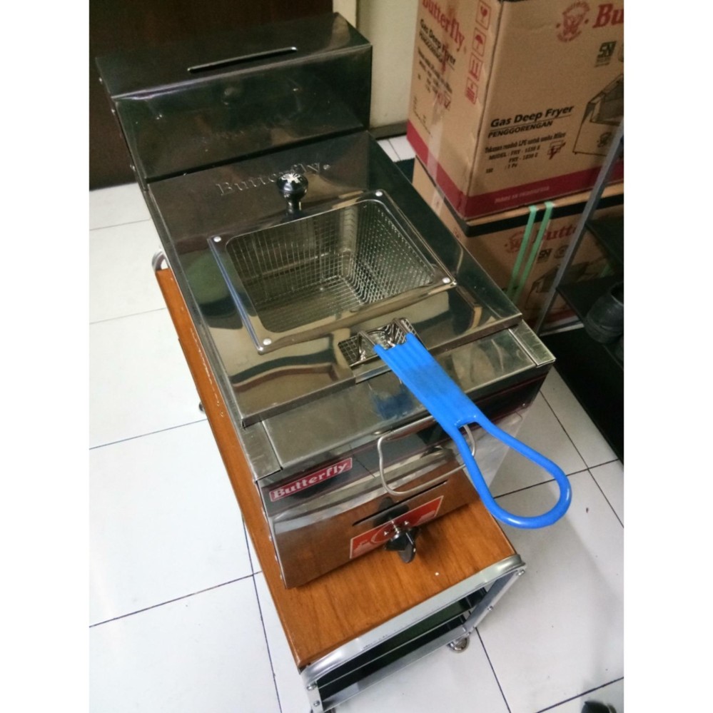 Gas Deep Fryer / Penggorengan Kentang Merk Butterfly Stainless Steel MURAH