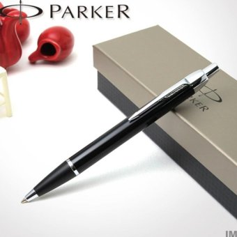 Parker IM hitam garis perak ditarik pulpen - International
