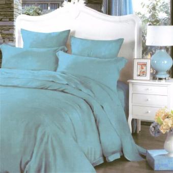 Hanna Sprei Set Microtex Polos Motif Emboss 180x200 cm - Biru Telur Asin .