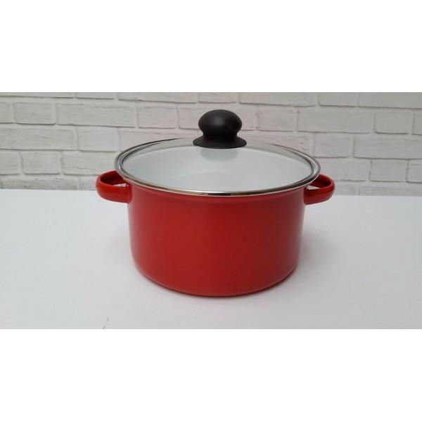 Kidstafun - SAUCEPOT DUTCH OVEN 22CM HOMELINE BAHAN ENAMEL TUTUP KACA HL0022 - Multicolor