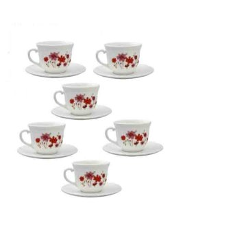 Luminarc Country Flower Cup and Saucer 22cl - 6PcsSet