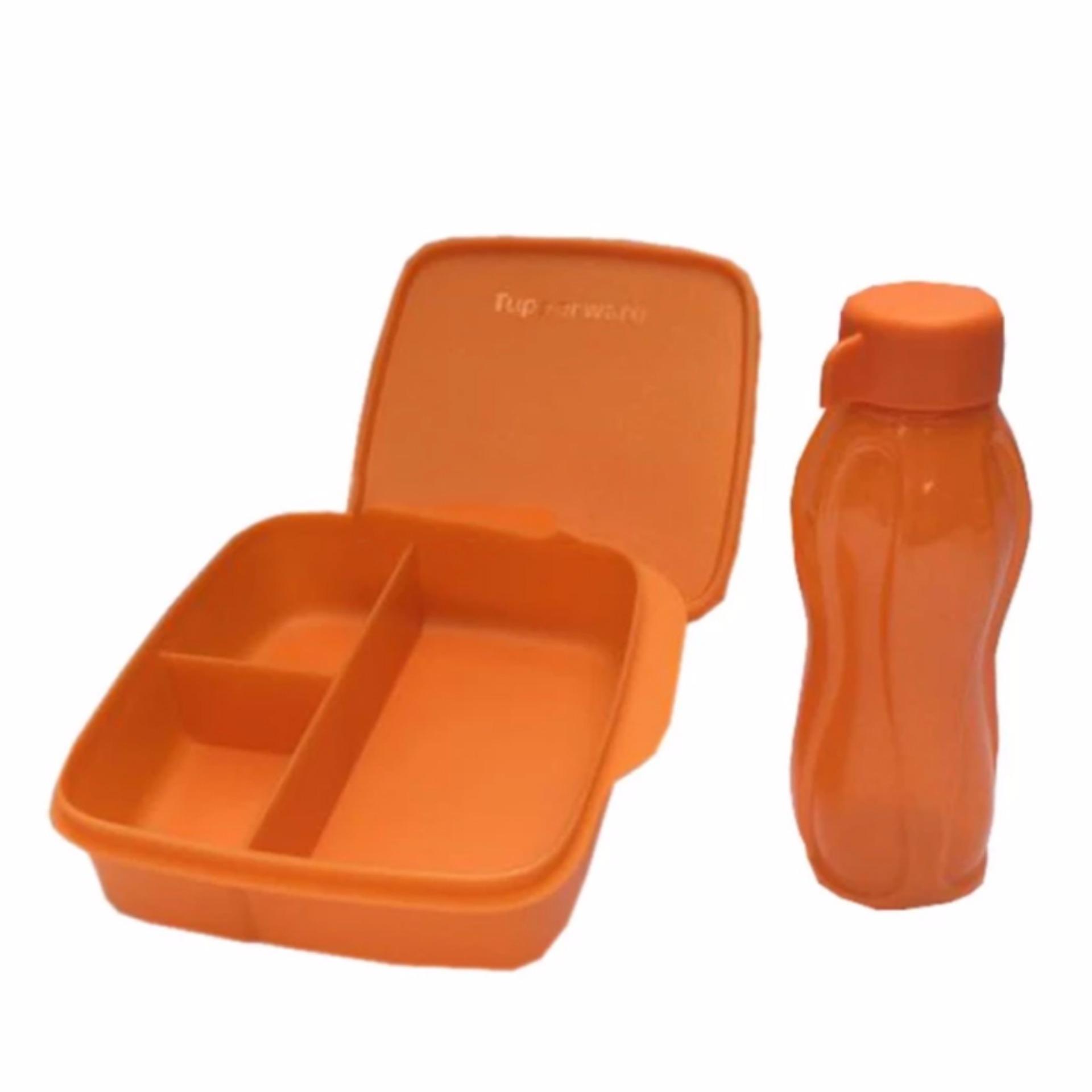 Lunch Box set Glittery Eco Lolly 2pcs/set Orange Kotak Bekal