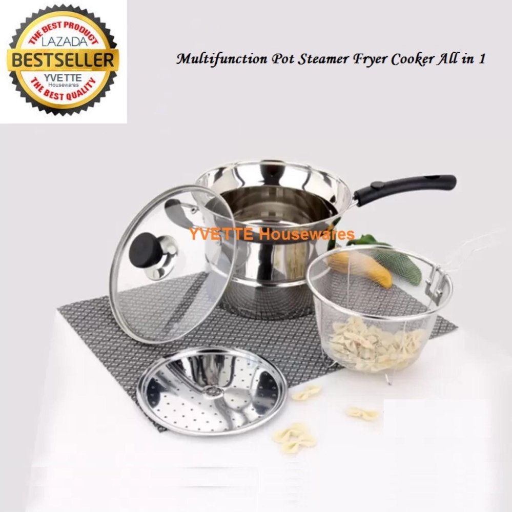 Multifunction Pot Steamer Fryer Cooker All in 1 Stainless