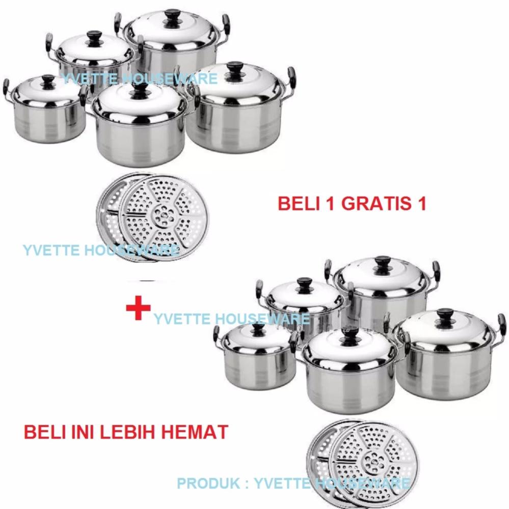 Panci Kingko 5 Pcs America High Pots + Steamer /Kukusan - Beli 1 GRATIS 1
