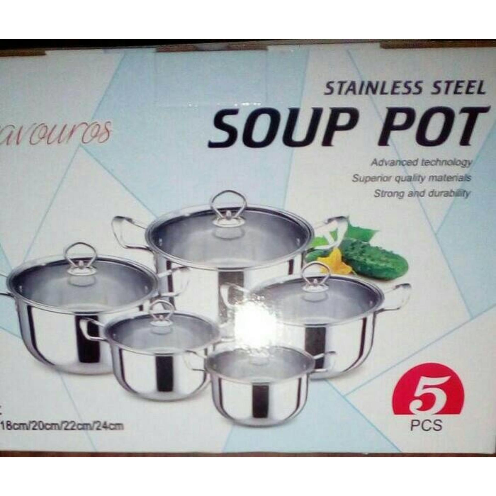Panci set / soup pot 5 pcs (Gagang Stainless)