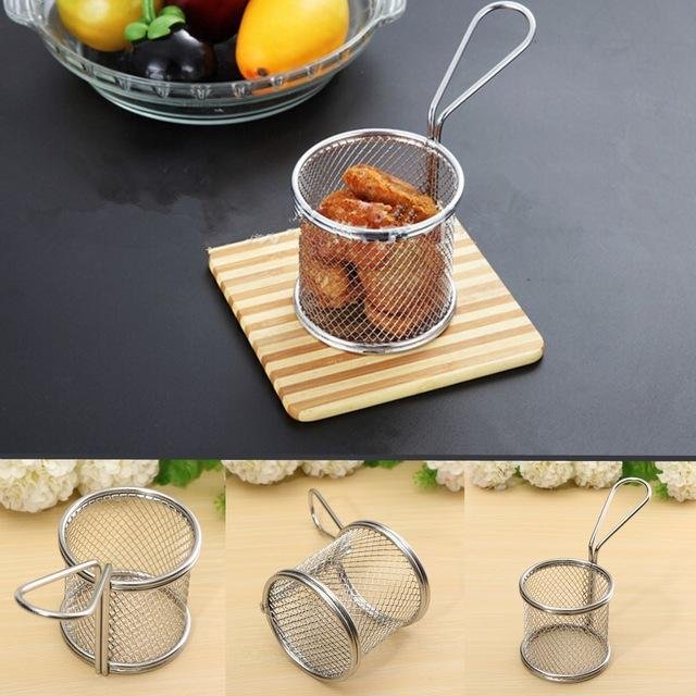 Penyimpanan Makanan Mini Alat Memasak Hot Sale Kitchen Stainless Steel Kentang Goreng Bersih Fry Fryer Keranjang Kecil Bersih Bulat- INTL