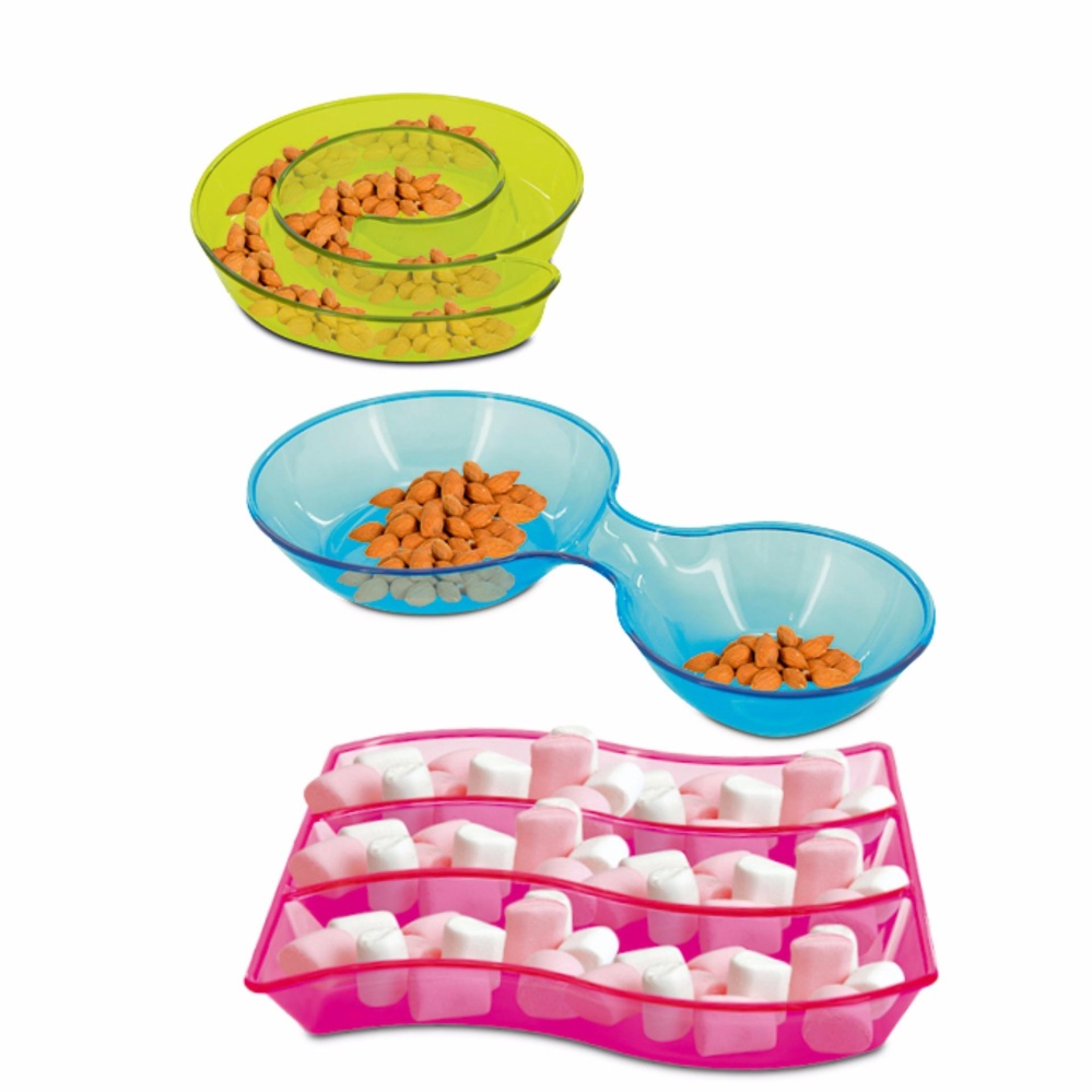 PIRING PLASTIK PIRING MAKANAN SNACK SNACK, PIRING SAJI WARNA-WARNI 3PCS PER SET / COLORFUL PLATE