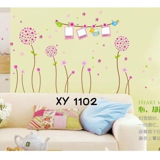 Wall Sticker XY1102 Pink Dandelion Frame Stiker dinding Untuk Dekorasi Kamar Anak  -  Sticker Dinding Murah Penghias Dinding Rumah Wallpaper Dinding Lucu - Warna Random