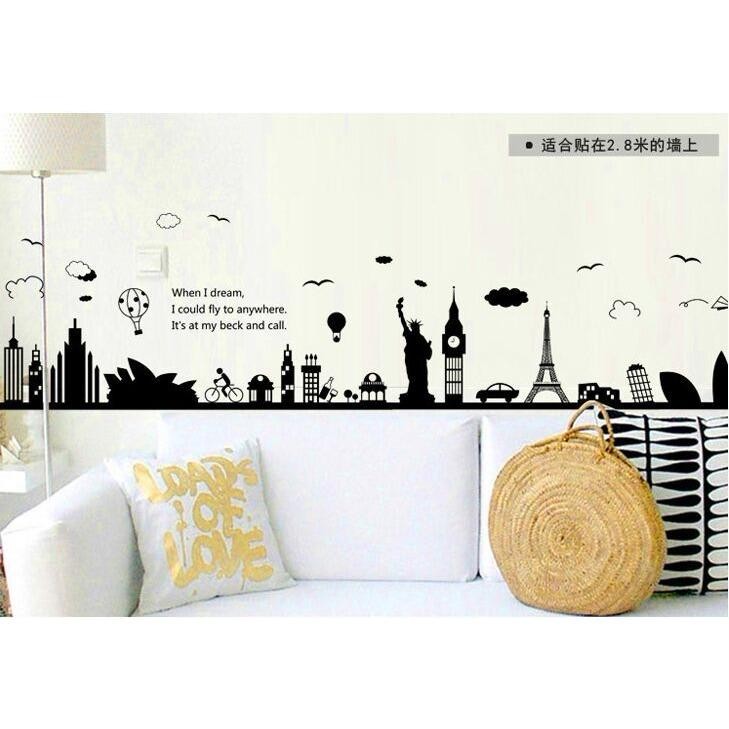 Wall Sticker XY1148 Paris When I Dream - Stiker dinding Untuk Dekorasi Kamar Anak  -  Sticker Dinding Murah Penghias Dinding Rumah Wallpaper Dinding Lucu - Warna Random