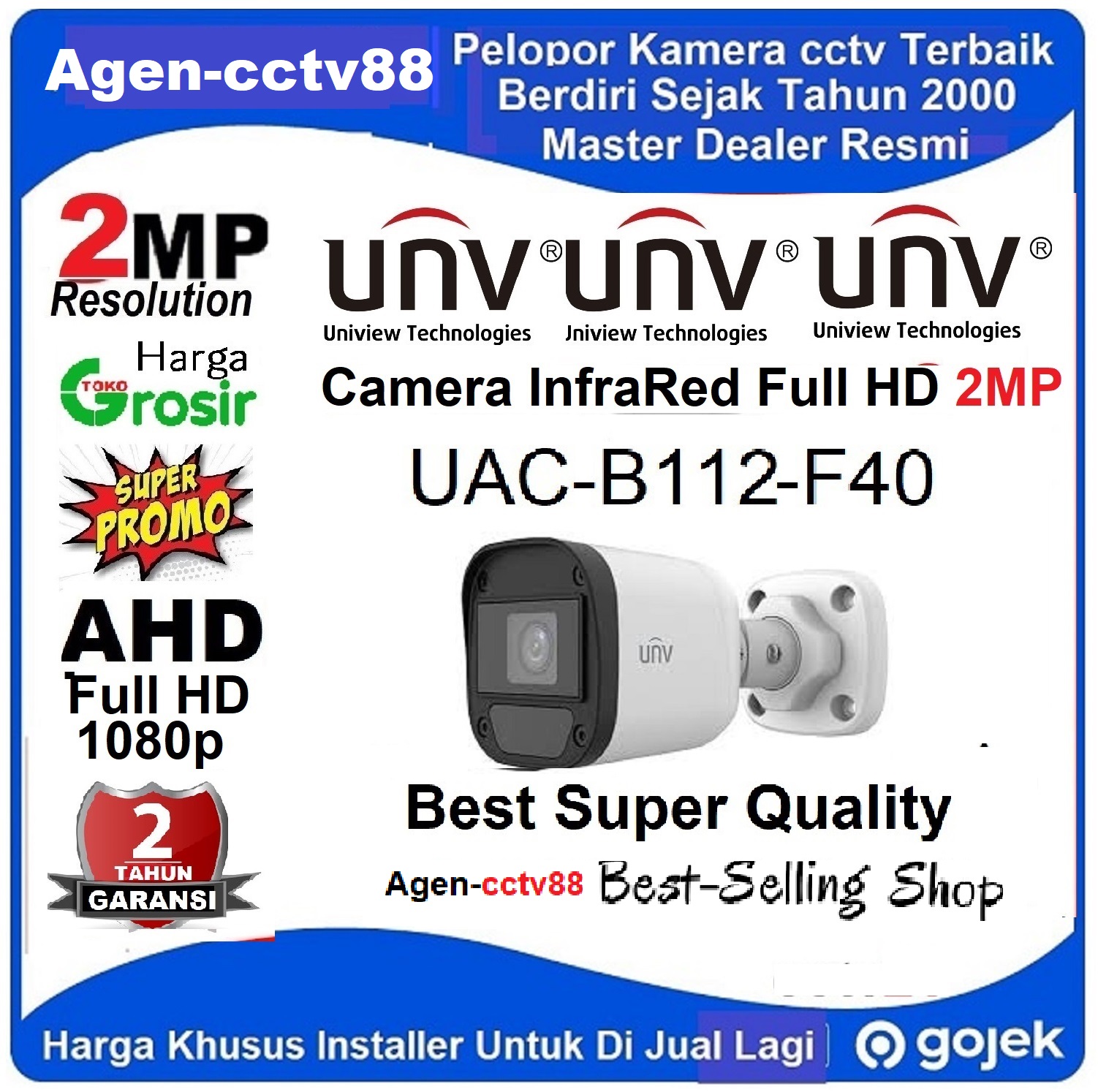 Kamera / CCTV / Camera UNIVIEW UNV UAC=B112-F40 Outdoor 2MP Harga Promo Agen-cctv88 Harga 150,000 rupiah*Gratis Ongkir