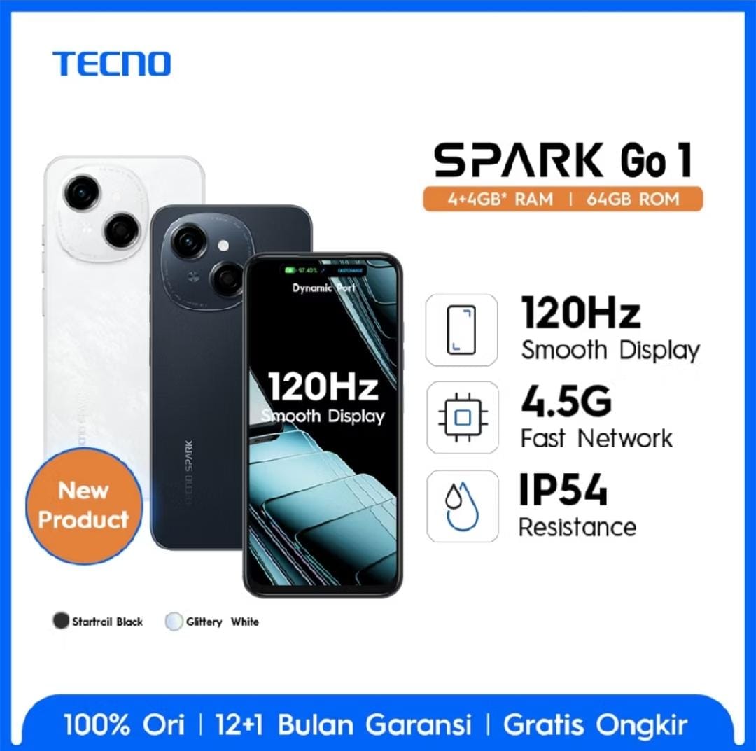 TECNO SPARK GO 1 4GB RAM+64GB ROM GARANSI RESMI Harga 1,099,000 Ringgit*Penghantaran Percuma