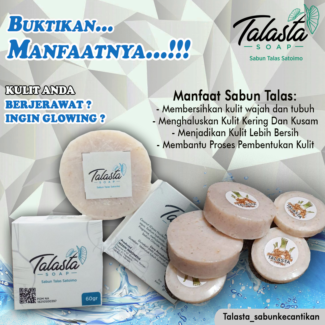 Lazada Indonesia - BPOM TALASTA SOAP SABUN KECANTIKAN UNTUK MENGATASI PERMASALAHAN WAJAH SABUN WAJAH AMAN SABUN TALAS SABUN COLLAGEN PENCERAH WAJAH SABUN VCO COLLAGEN PERBAIKI WAJAH UNTUK WAJAH YANG LEBIH INDAH DA6N PUTIH BERSIH