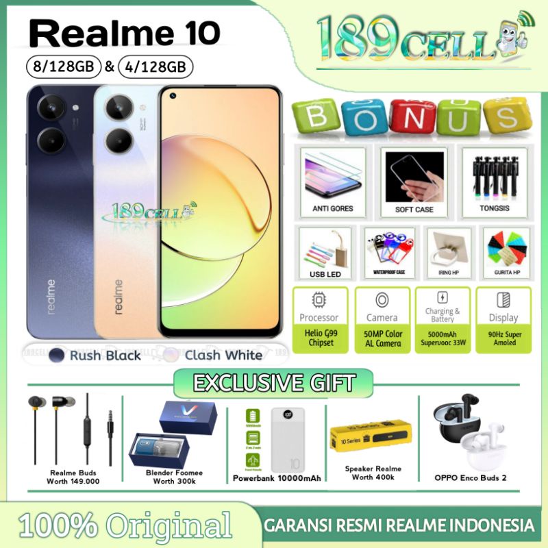 REALME 10 4G 8/256 GB | REALME10 8/128 GB GARANSI RESMI REALME Harga  1,879,900 Ringgit*Penghantaran Percuma