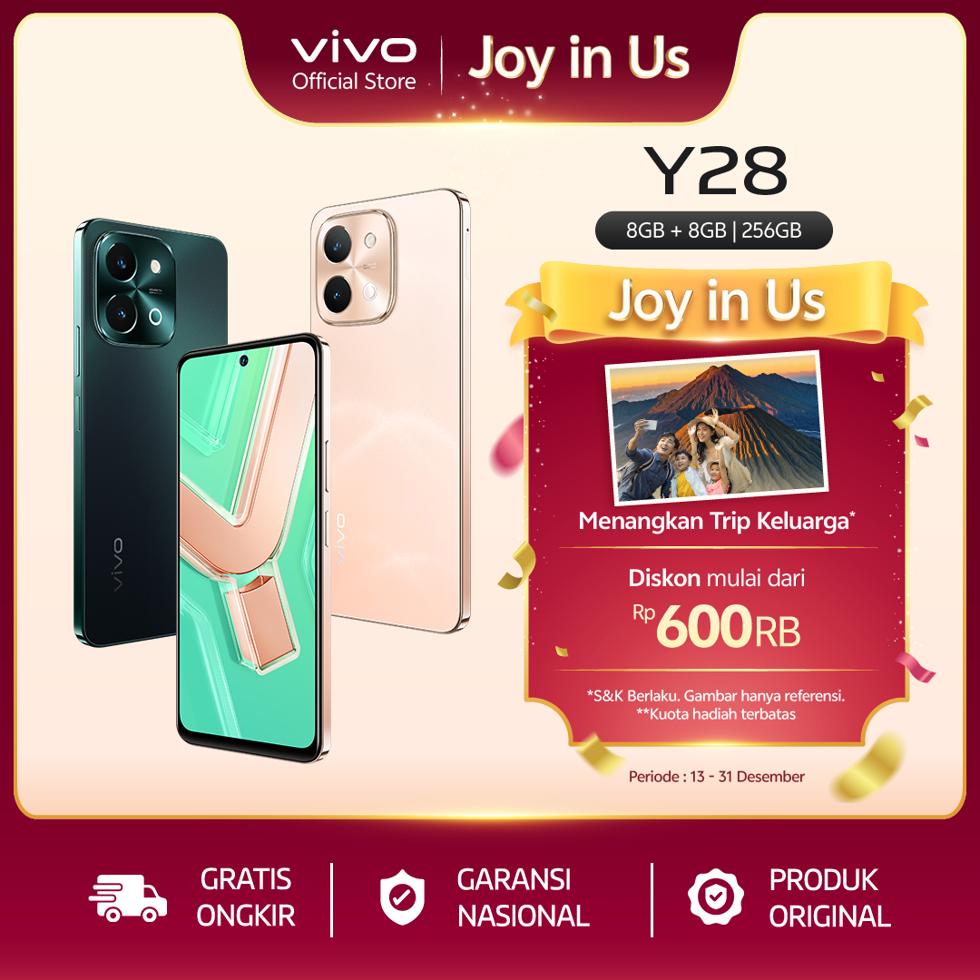 vivo Y28 (8+256) - 44W FlashCharge+6000mAH, Dynamic Design Harga 2,149,000 rupiah*Gratis Ongkir