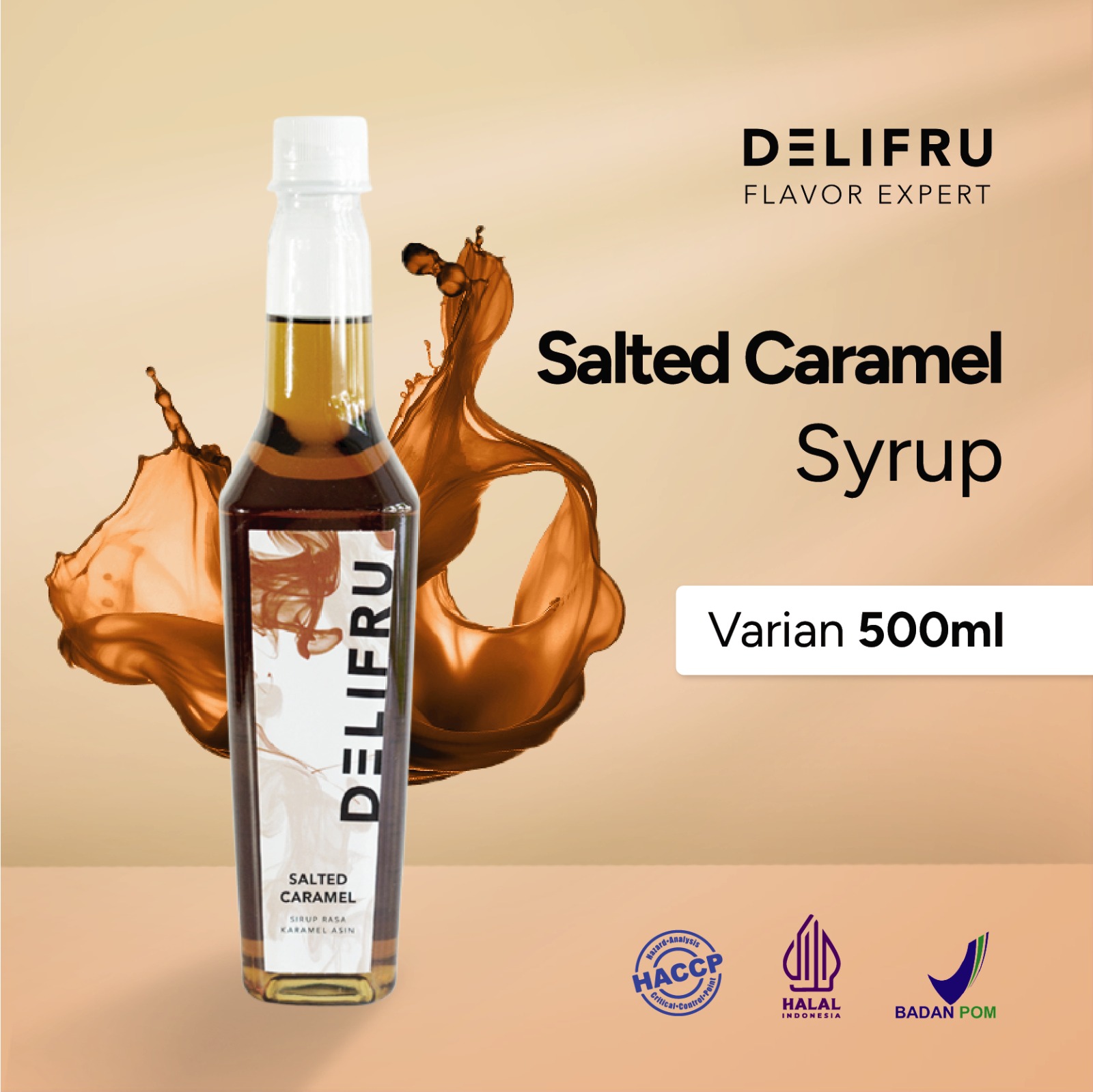Salted Caramel Syrup Delifru 500 ml - Sirup Karamel Asin Premium