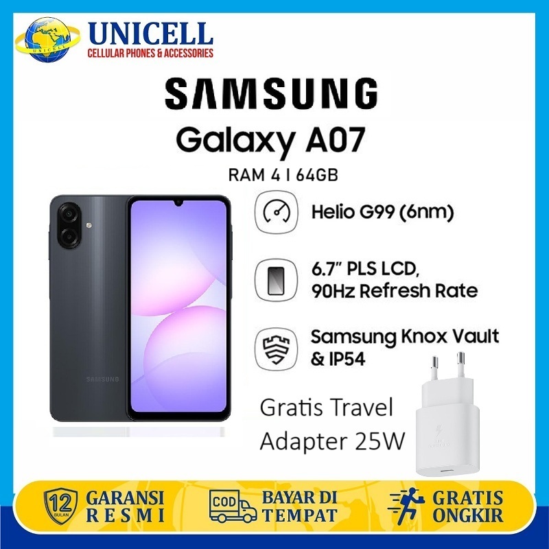 Samsung Galaxy A07 4GB RAM + 64GB camera 50MP battery 5000mAh fast charging Harga 1,399,000 rupiah*Gratis Ongkir