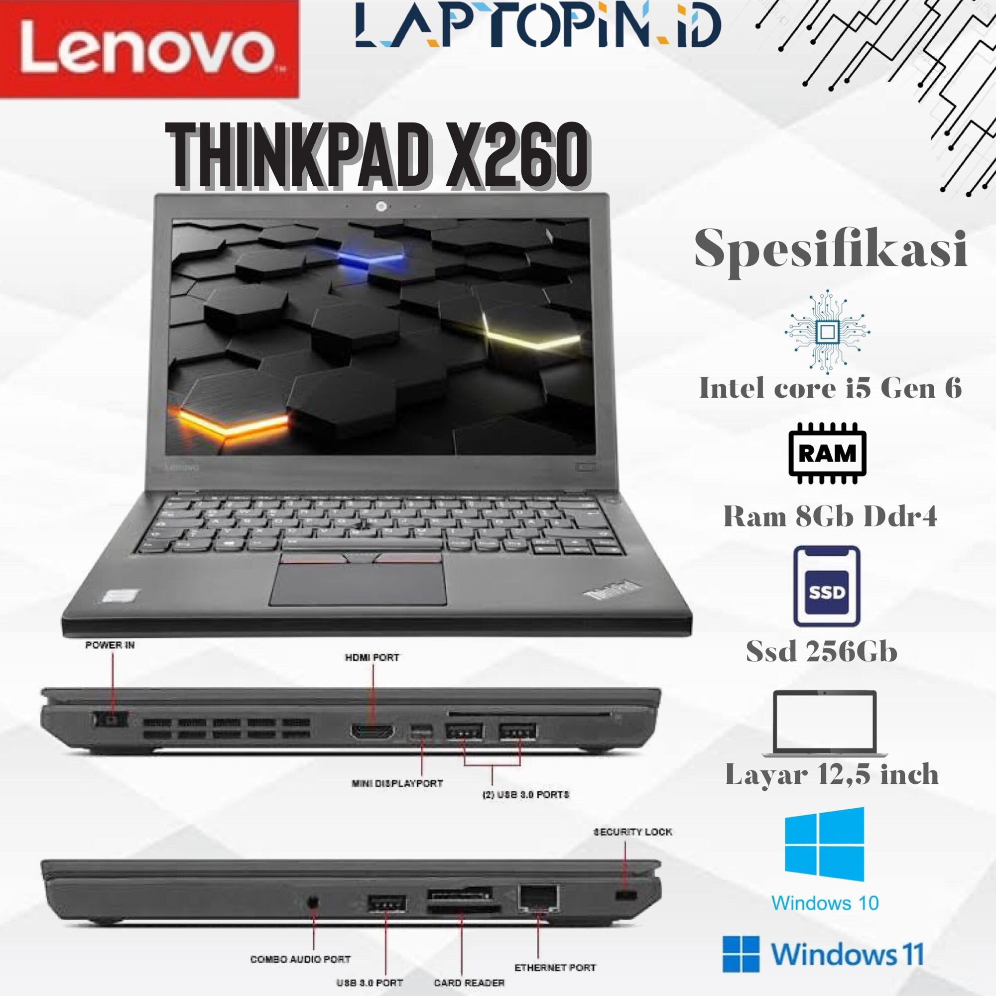 Lenovo Thinkpad X260 Core i5 Gen 6 Ram 8Gb Ssd 256Gb | Lazada