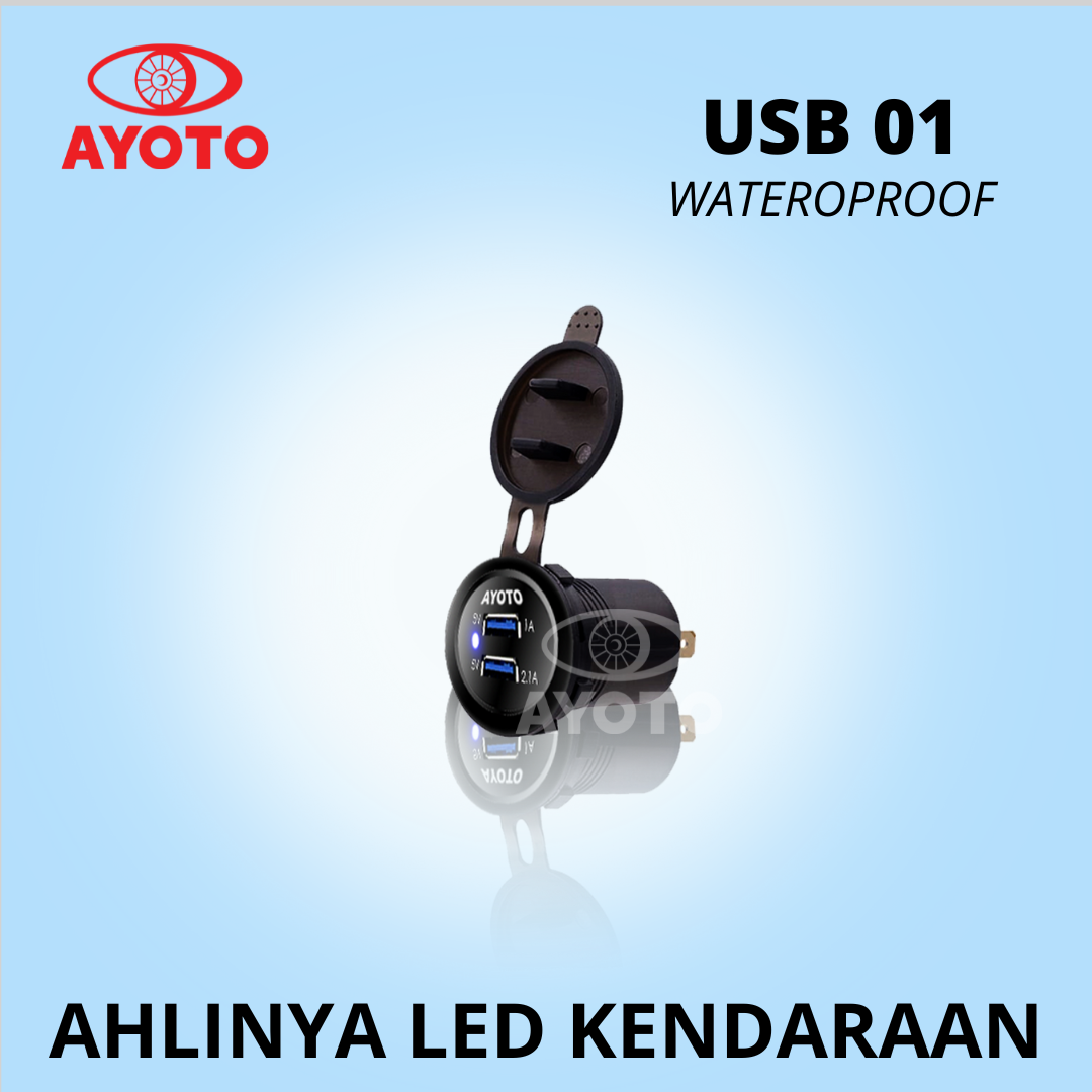 Double USB Charger Motor/Mobil AC DC Waterproof USB-01 Harga 66,000 rupiah*Gratis Ongkir
