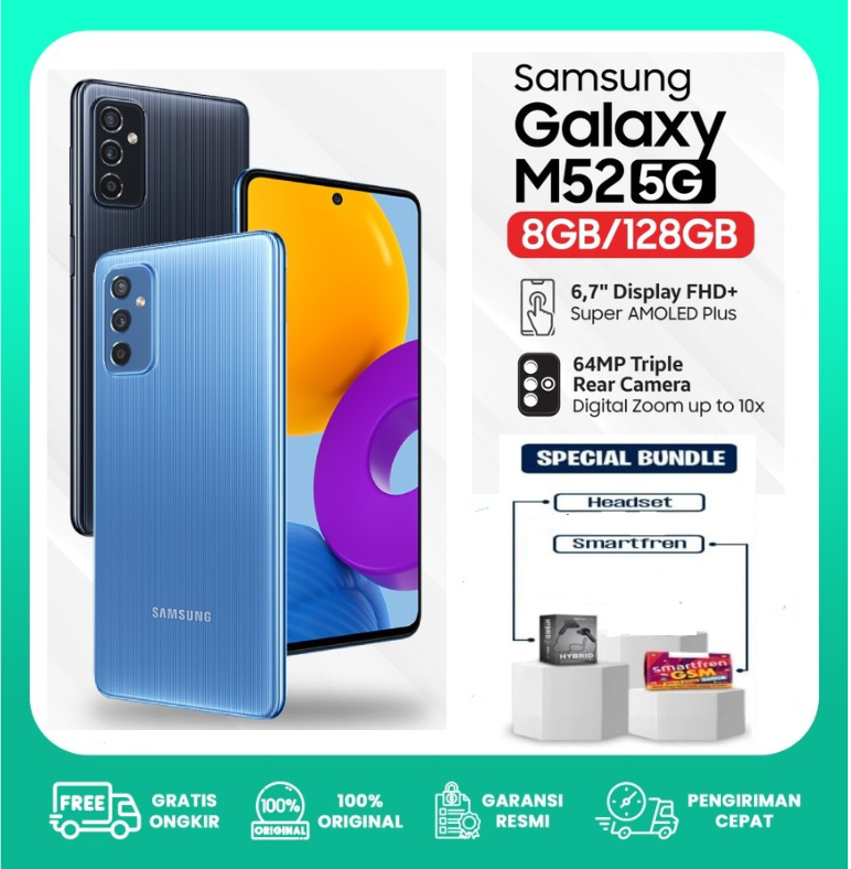 Samsung Galaxy M52 5G 8/128 GB RAM 8 ROM 128GB Handphone - Hp Garansi Giá 3,120,000 Đồng*Miễn phí vận chuyển