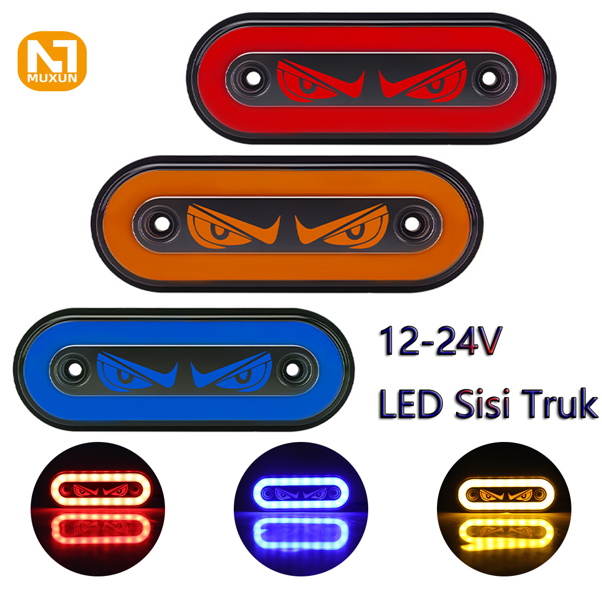 1Pc 12V-24V Led Truck Side Marker Light, Devil Eye Car Exterior Side Marker Light, Flashing Warning Light, Van Clearance Light, Waterproof Harga 24,299 rupiah*Gratis Ongkir