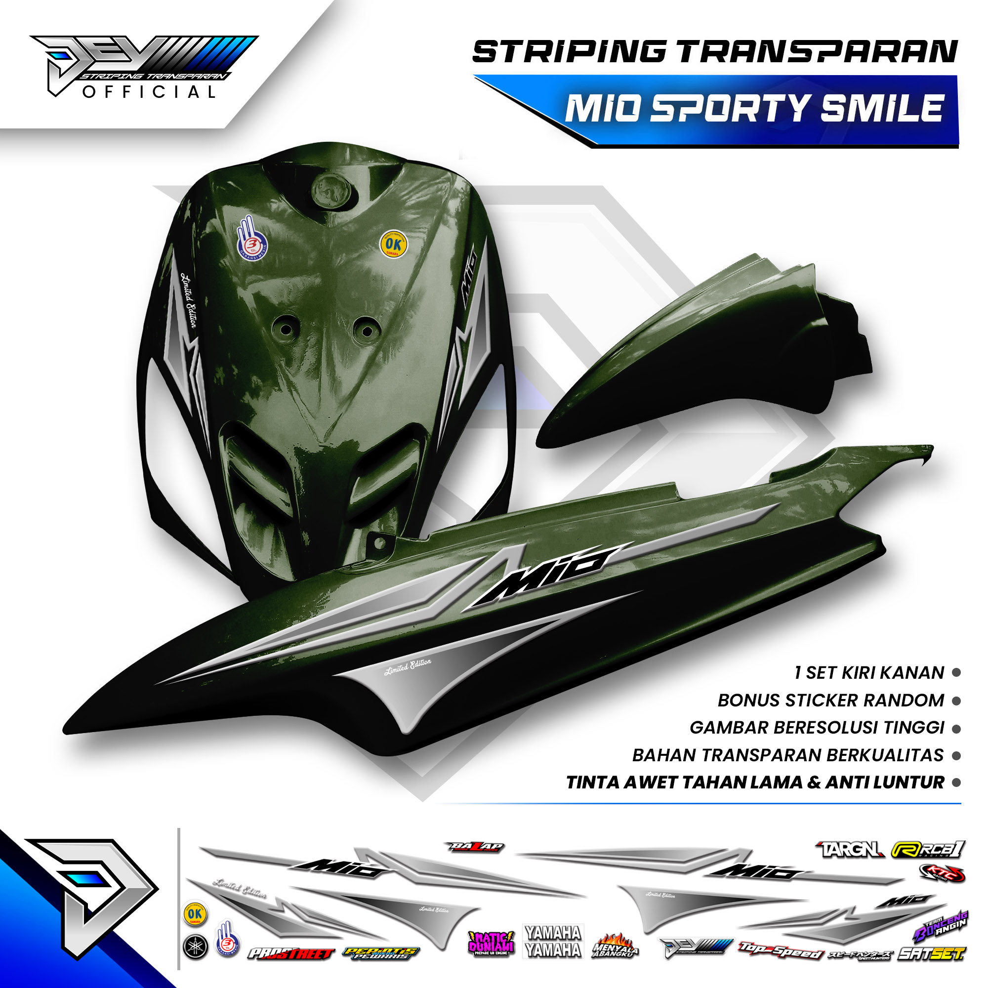 Mio Sporty Transparent Striping | Mio Smile | Curved Lis Motif | Yamaha Mio Body Sticker Harga 35,000 rupiah*Gratis Ongkir