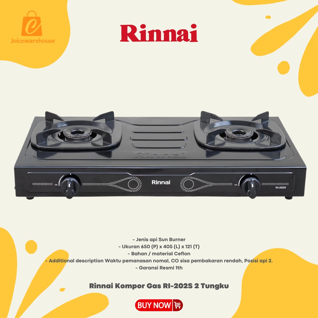 	 Rinnai Kompor Gas RI-202S 2 Tungku	