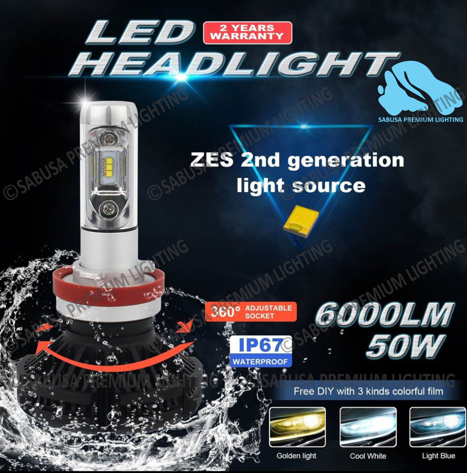 Lampu Headlamp Headlight Utama LED Mobil Zes Chip Original Super Terang H4 H11 Toyota Daihatsu Honda Nissan Dll Bisa COD Harga 979,000 rupiah*Gratis Ongkir