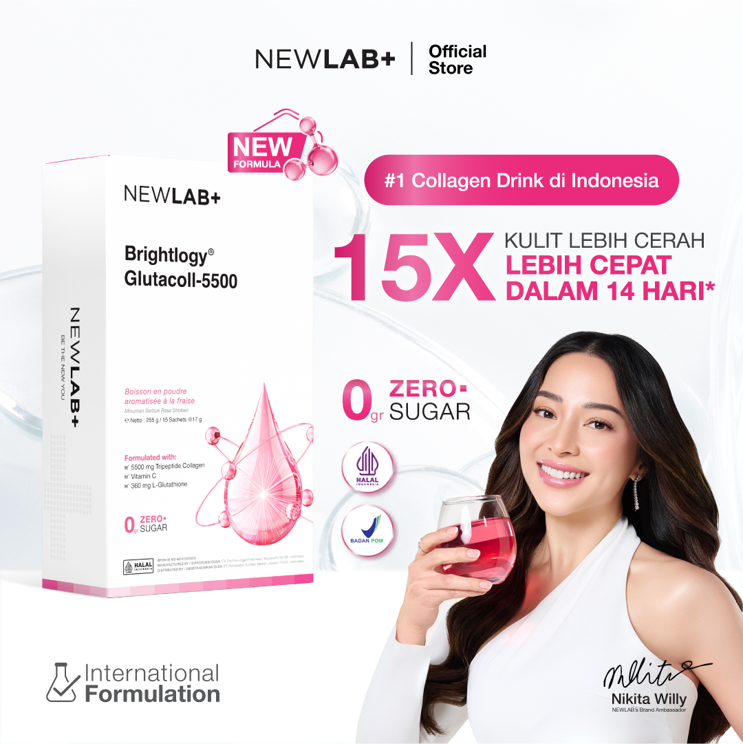 Newlab brightlogy GlutaColl-5500 | glutathione drink | collagen drink Harga  169,000 rupiah*Gratis Ongkir