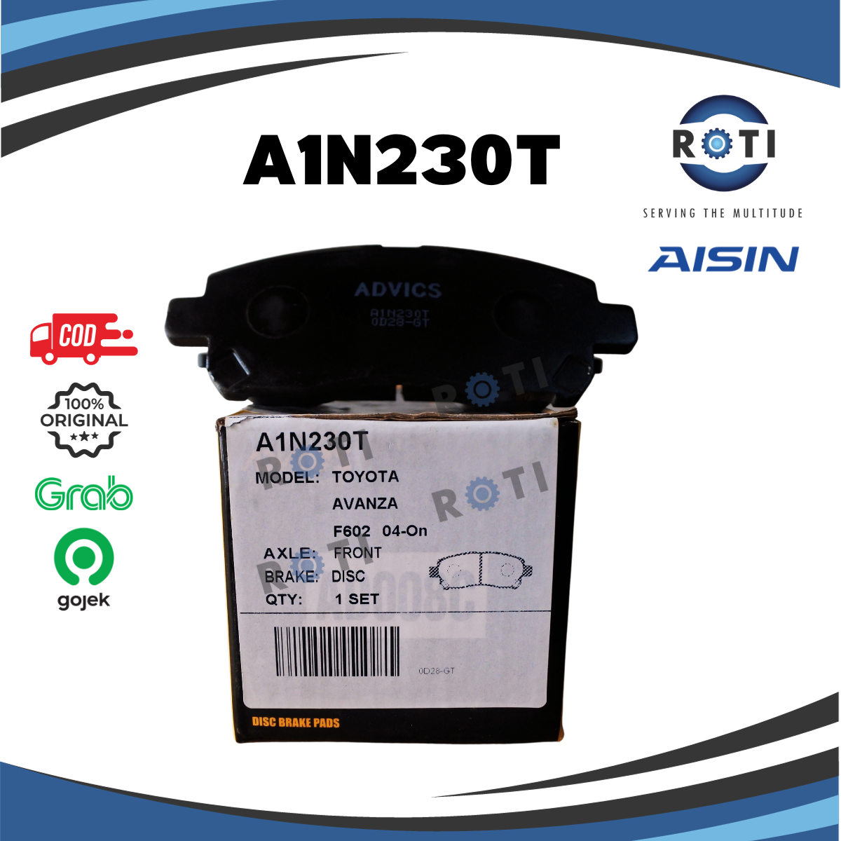 BRAKE PAD KAMPAS REM AVANZA TOYOTA AISIN A1N230T Harga 219,008 rupiah*Gratis Ongkir
