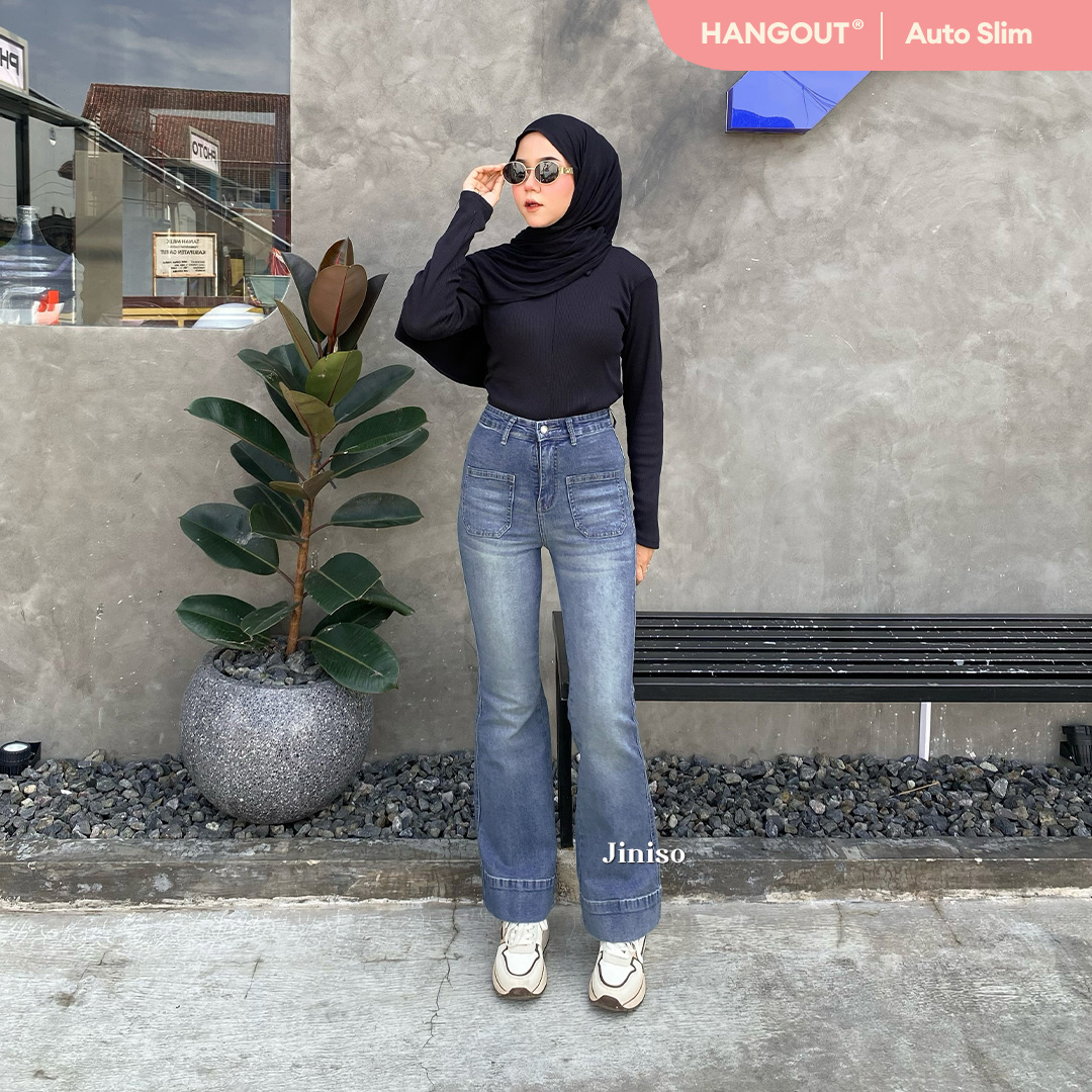 Jiniso - Highwaist Cutbray Stretch Pocket Jeans 648 Hangout Harga 206,000 rupiah*Gratis Ongkir