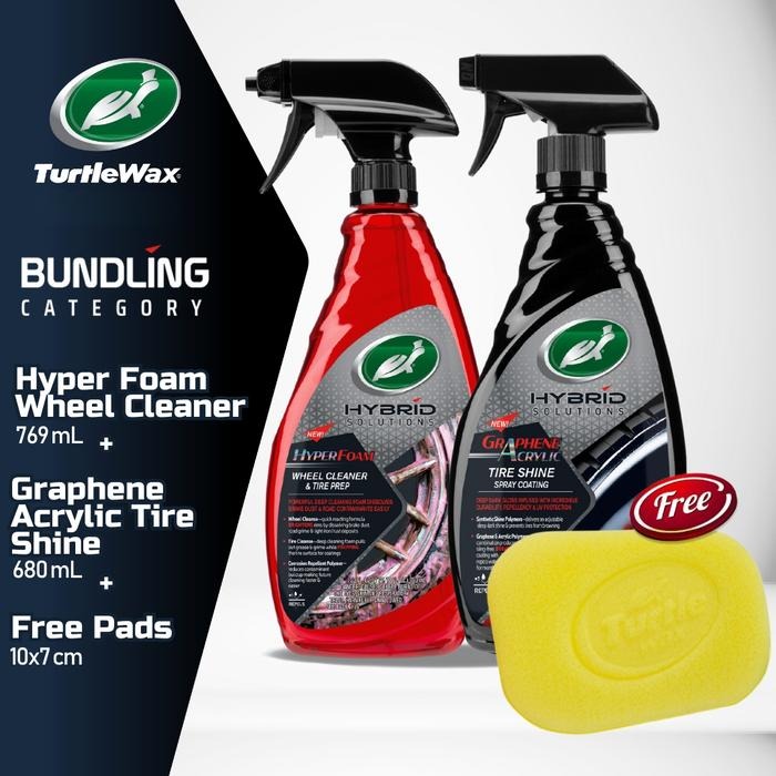 Turtle Wax [Bundle] Hybrid Hyper Foam Wheel Cleaner + Tire Shine Car Harga 586,163 rupiah*Gratis Ongkir