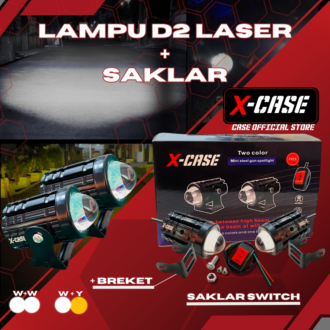 X-Case Lampu Tembak D2 Laser Twins Saklar Switch On Off Plus Bracket Universal 5002 Harga 57,000 rupiah*Gratis Ongkir