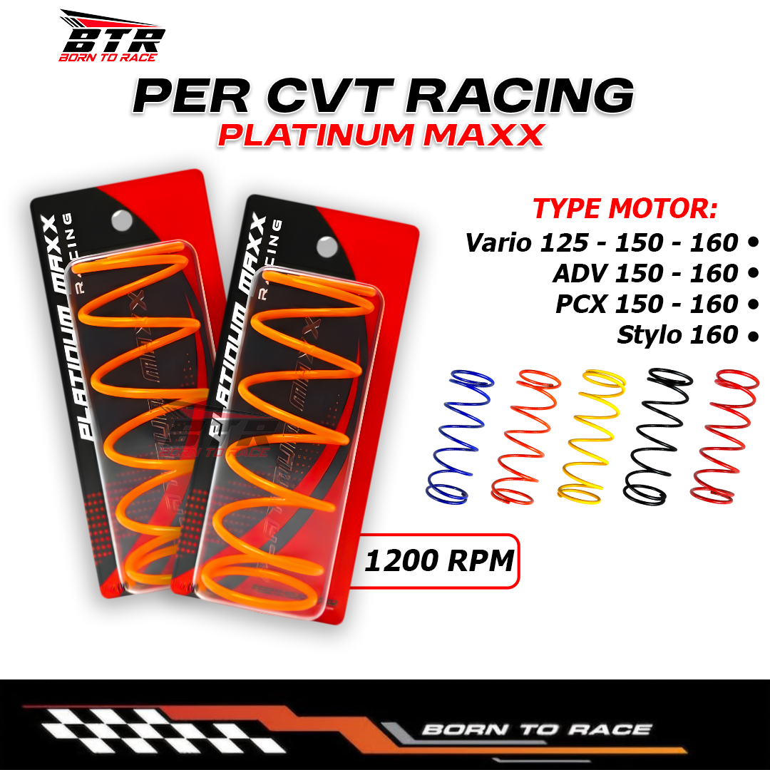 Per Cvt Racing 1200 Rpm Vario 125-150 Per Cvt Platinum Maxx Racing Pcx-Adv-Stylo 160 Harga 120,000 rupiah*Gratis Ongkir