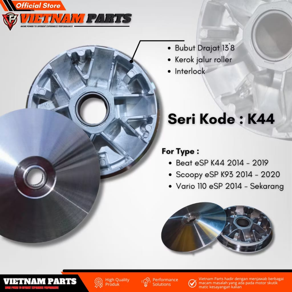 Pulley set code K44 beat ESP scopy ESP beat Street Vario 110 fi full lathe custom CNC Harga 163,800 rupiah*Gratis Ongkir
