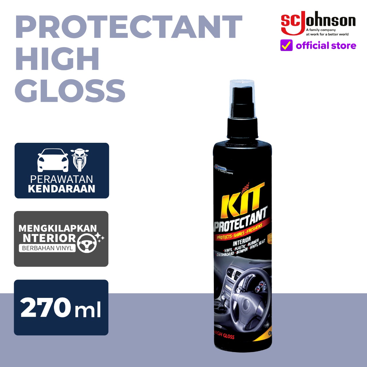 KIT Vinyl Protectant High Gloss Pump 270 ml - Pembersih Dashboard Mobil Harga 39,590 Ringgit*Penghantaran Percuma