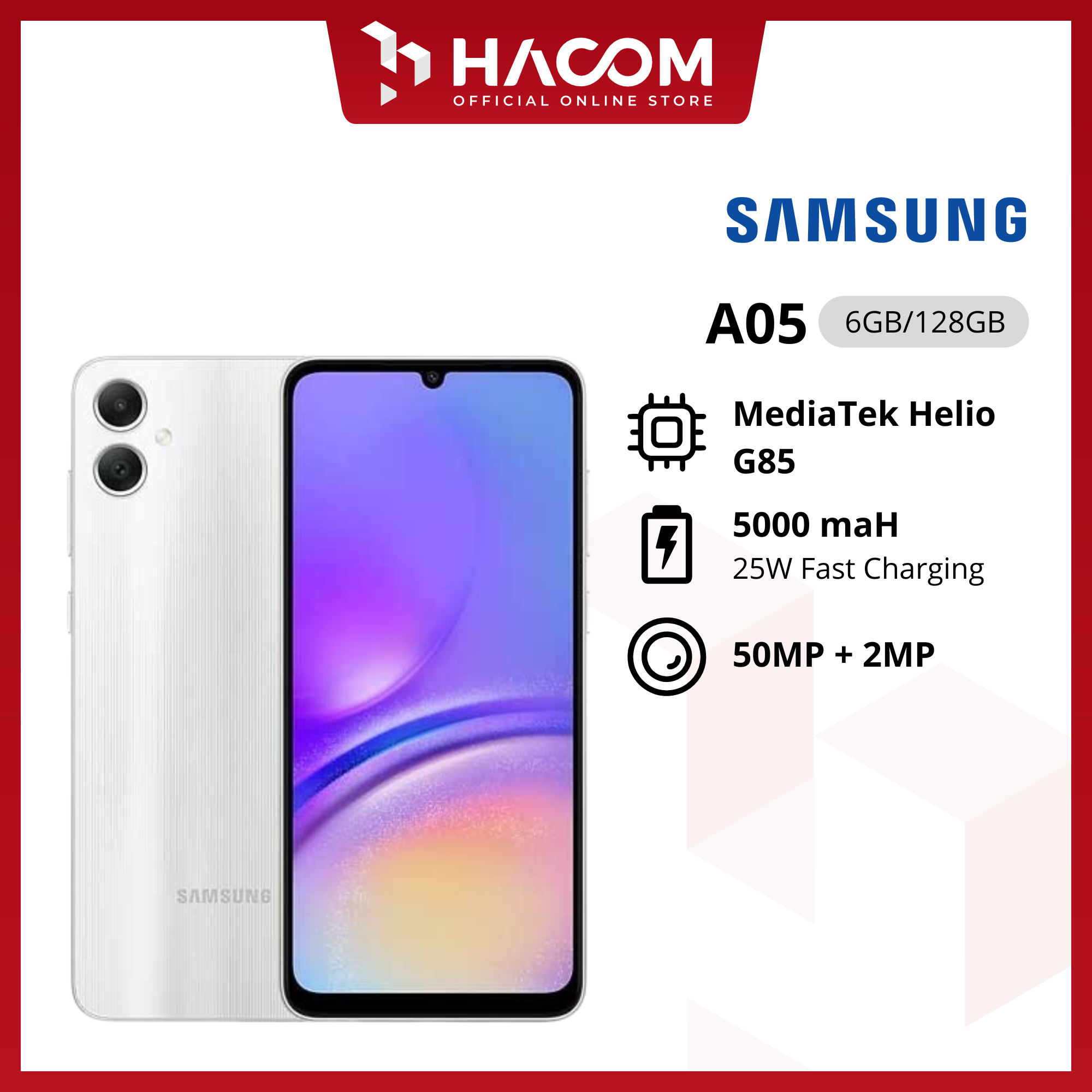 FREE ADAPTER 25watt Original Samsung Galaxy A05 6/128GB Garansi Resmi NEW Harga 1,899,000 rupiah*Gratis Ongkir