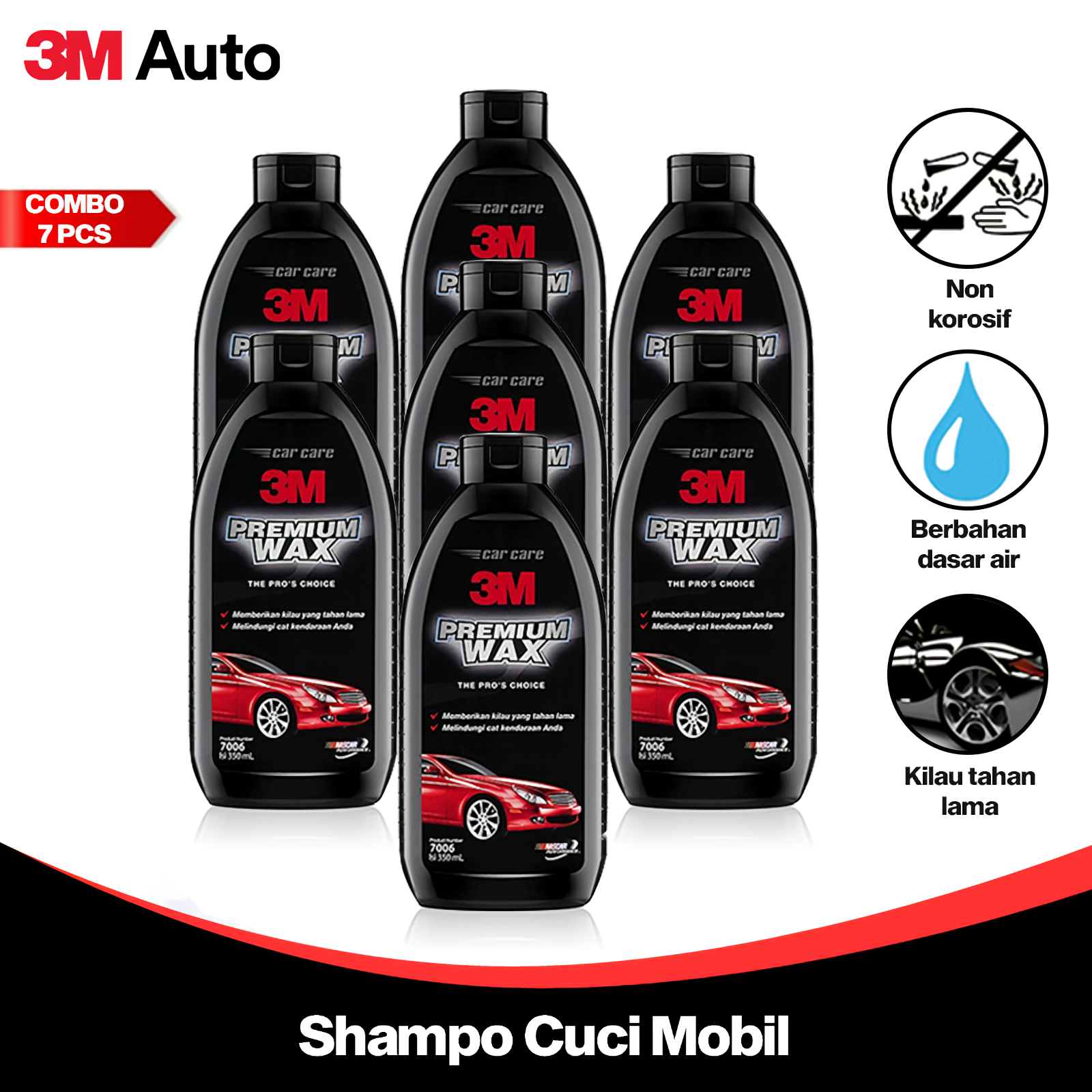 3M Auto Pengkilap Body Mobil 350 ML Combo 7 Pcs Premium Liquid Car Wax Motor CMB07-3M-7006 Harga 491,330 rupiah*Gratis Ongkir