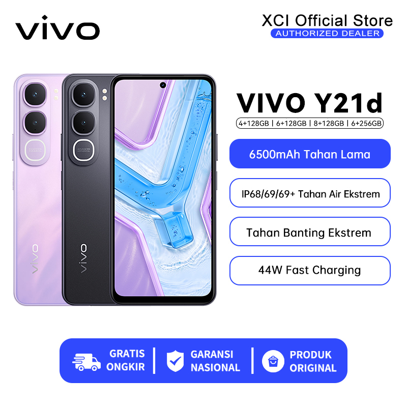 Hp Vivo Y21D 4/128Gb 6/128Gb 8/128Gb 6/256Gb 6500Mah Lasts 3 Days Official Guarantee 100% Original Harga 2,099,000 rupiah*Gratis Ongkir