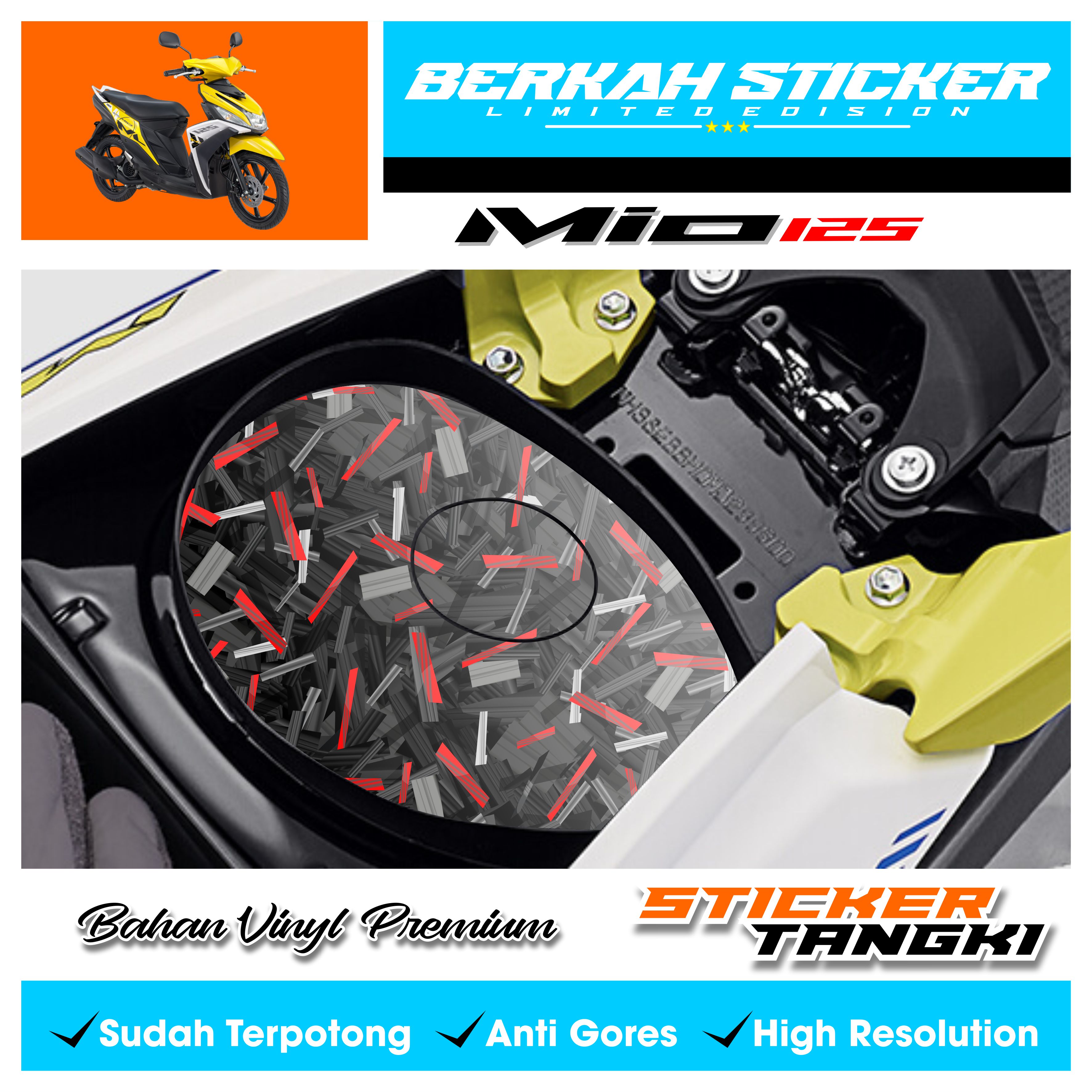 Bensi carbon forged Mio M3/Z 125 premium sticker tangki motor metick Mio M3/Z anti fade Harga 18,500 rupiah*Gratis Ongkir