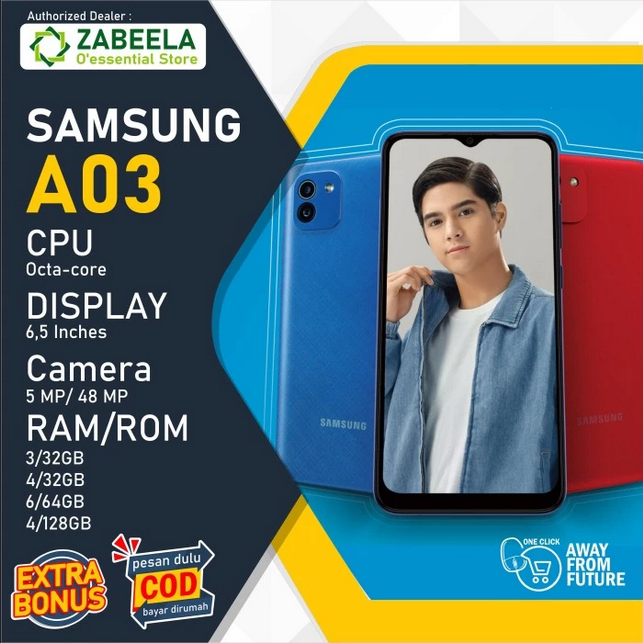 SAMSUNG A03 3/32 [Ram 3gb Rom 32gb] GARANSI RESMI SEIN Harga 1,599,000 rupiah*Gratis Ongkir