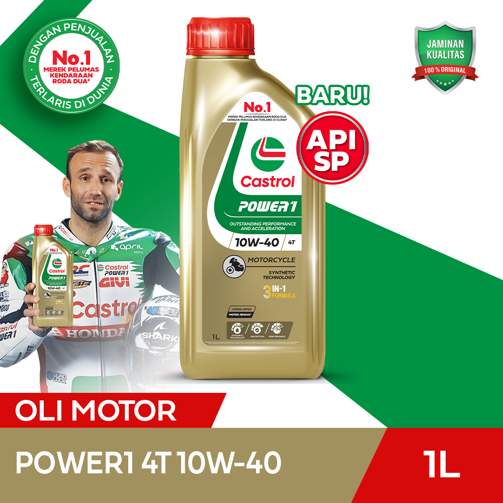Oli Mesin Motor Castrol POWER1 4T 10W-40 (1L) Harga 76,400 rupiah*Gratis Ongkir