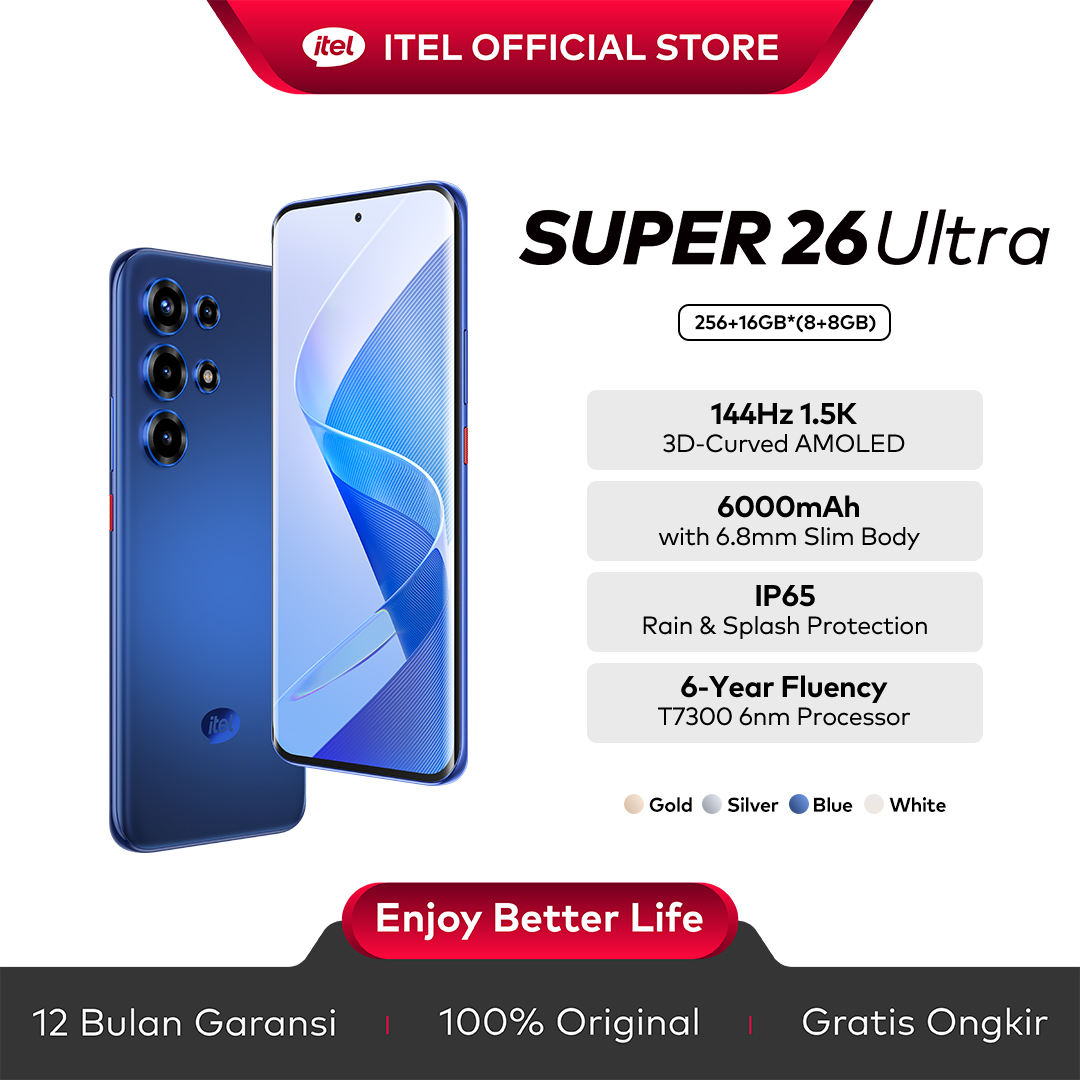 [New] Itel S26 ultra 8 + 8/256GB | 144Hz 1.5K AMOLED, 6000mAh, IP65 Waterproof, Gorilla Glass 7i, AI eraser, NFC Harga  2,599,000 Ringgit*Penghantaran Percuma