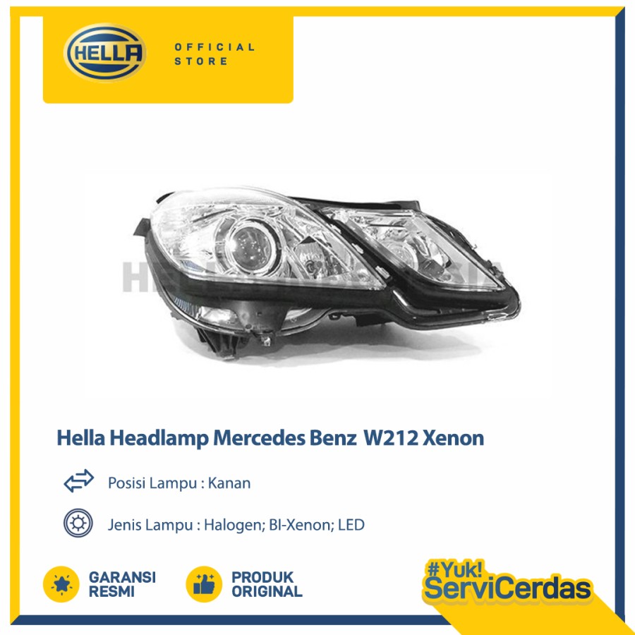 Headlamp Mobil Hella Mercedes Benz W212 (Kanan) Xenon - Lampu Depan Harga 16,200,000 rupiah*Gratis Ongkir