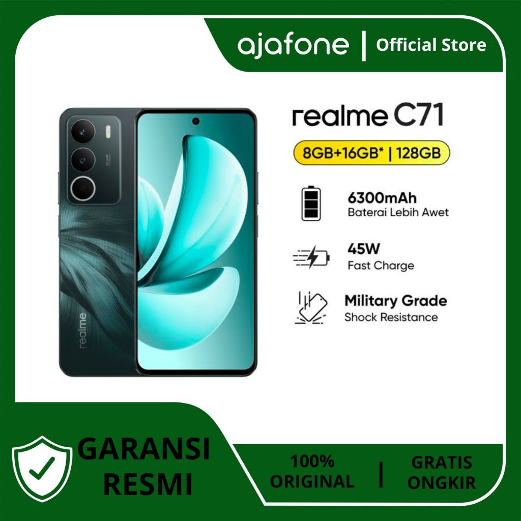 Realme C71 RAM 8/128GB | 6/128GB | 4/128GB original warranty official realme Indonesia Harga 1,799,000 rupiah*Gratis Ongkir