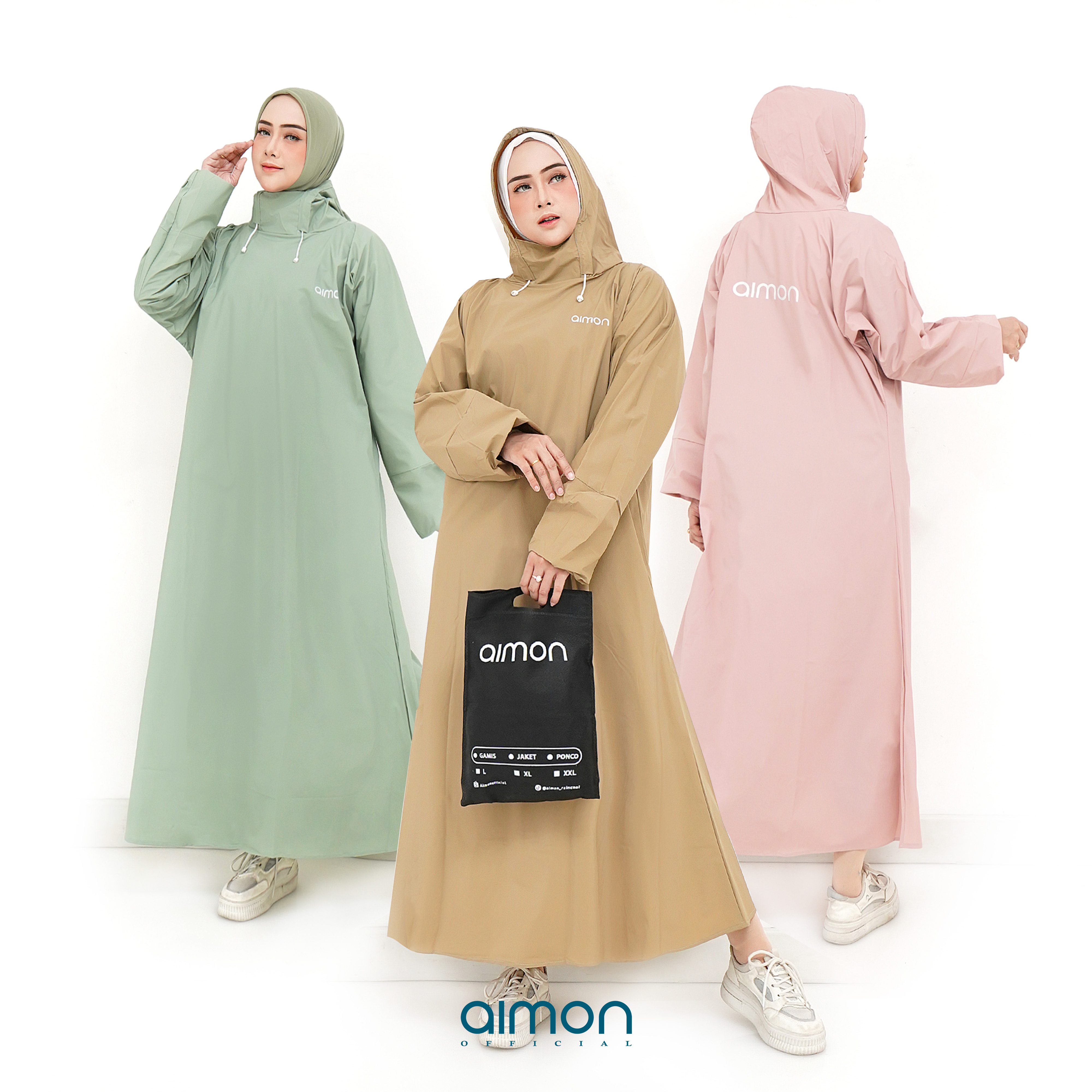 Aimon women's elastic thick robe raincoat Harga 77,999 rupiah*Gratis Ongkir