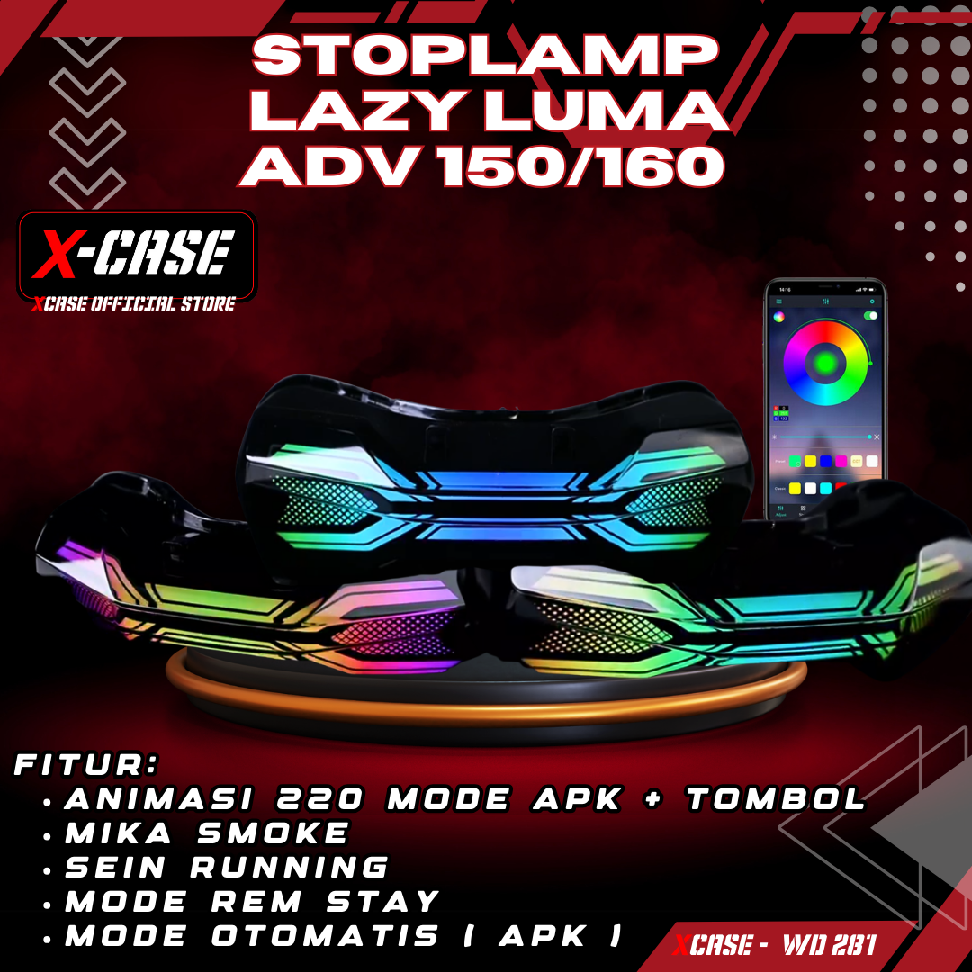 X-case lampu stoplamp ADV 150 160 RGB 200 mode app lazy Luma 3 in 1 WD 281 Harga 540,000 rupiah*Gratis Ongkir